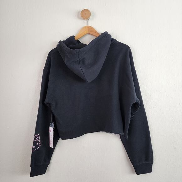 NEW Forever 21 Hello Kitty Black Astrology Graphic Cropped Fleece Hoodie - Picture 11 of 11